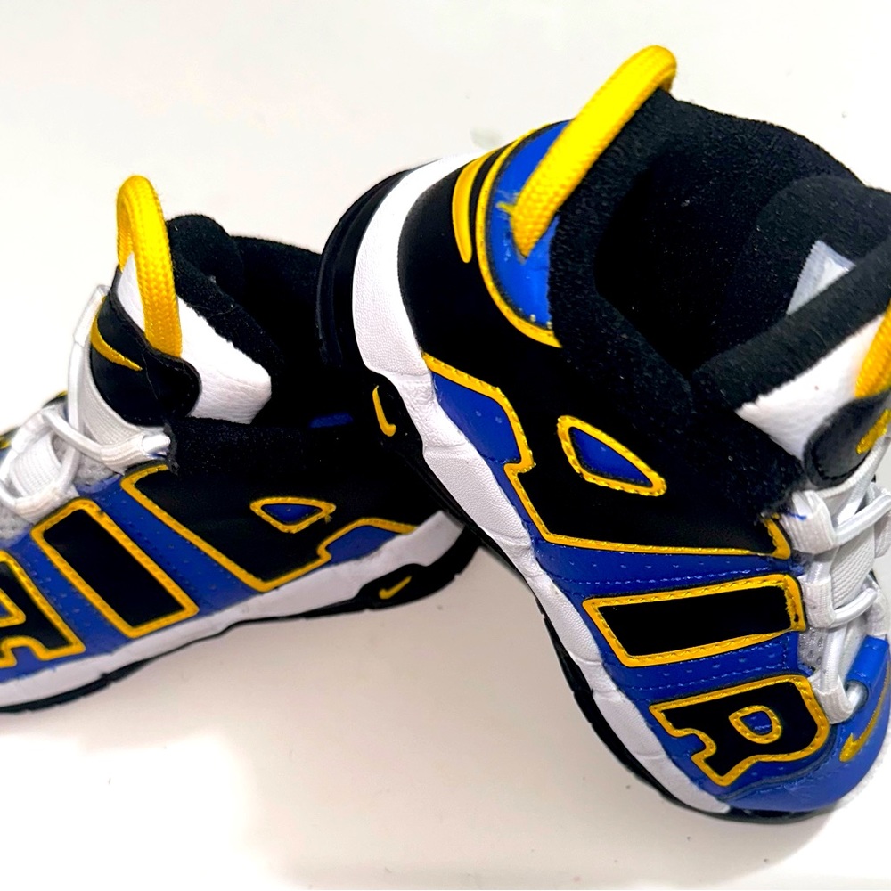 Nike Air More Uptempo “Peace, Love, and Basketball” Size TD 7c (Blue/Yellow)